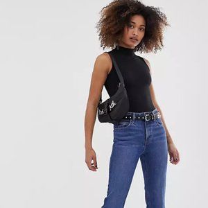 ASOS New Look Black Polyester High Mock Neck Sleeveless Bodysuit